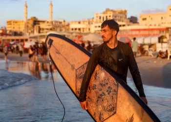 Gaza’s surfers find brief escape from war in Mediterranean waves